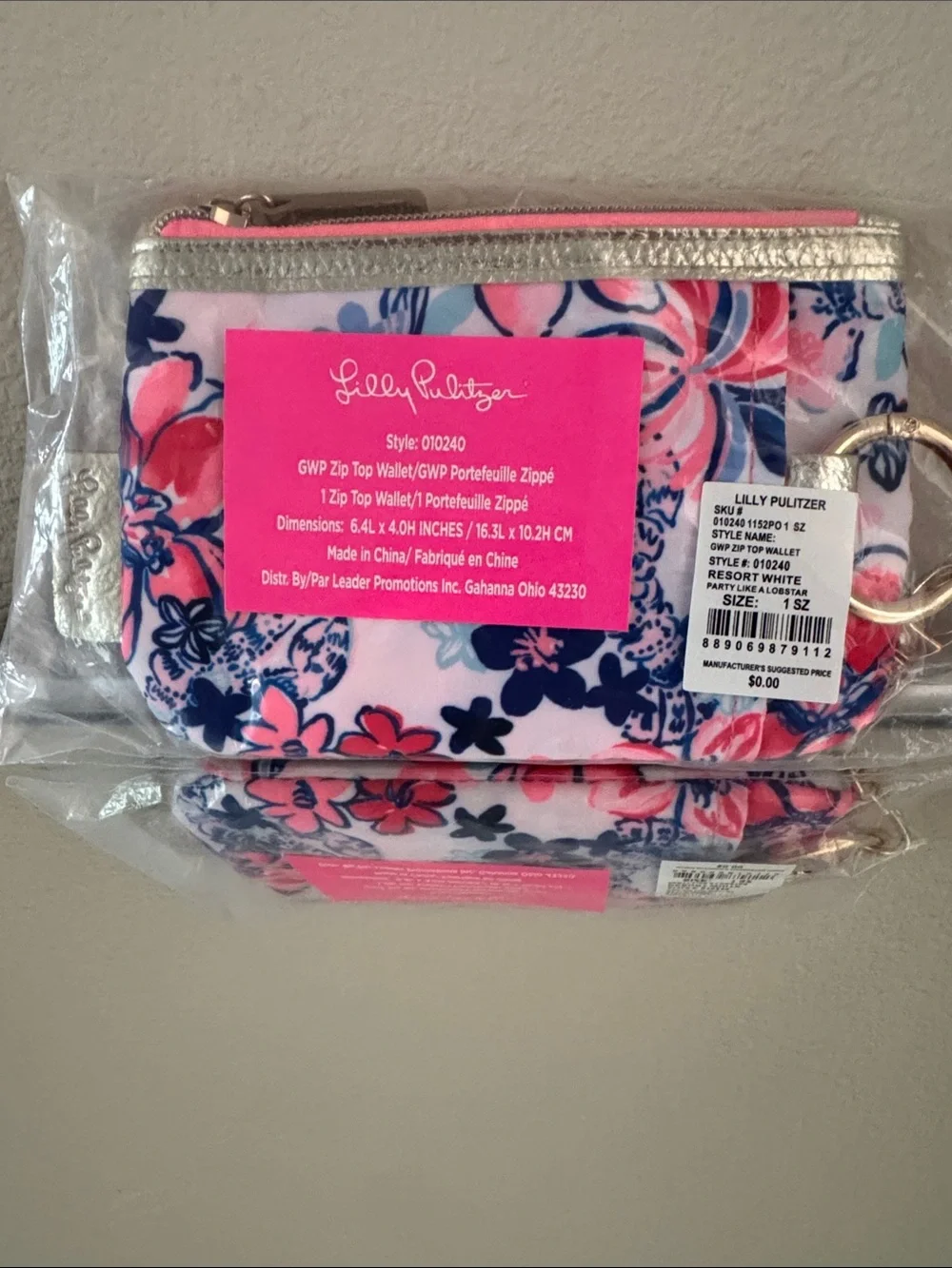 Lilly Pulitzer Multi Floral Zip Wallet with Gold Trim